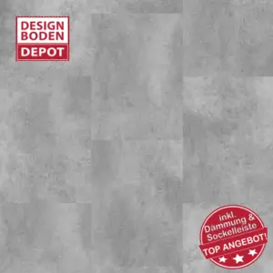 Fliesenoptik 4V Steingrau Rigid Vinyl im Angebot inklusive Spezial-dämmung & Sockelleiste Greystone Lucca Rigid Vinyl, Klick-Vinyl